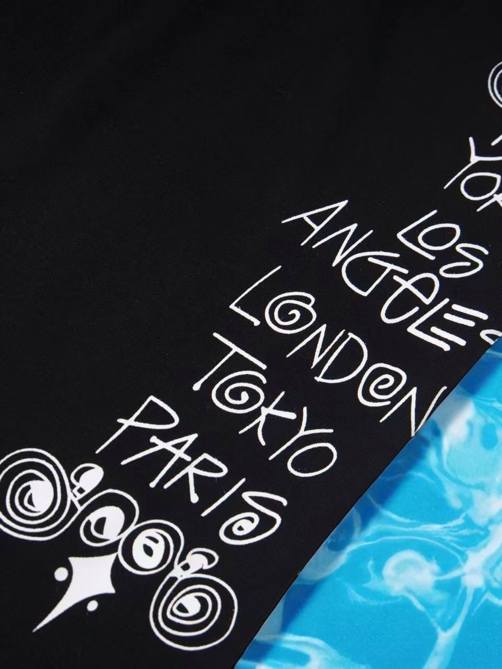 🎈Stussy Black Tee with Multicolor Logo Stacked Print - Picture 5 of 6